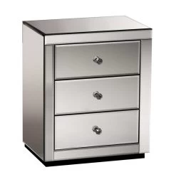 Artiss Mirrored Bedside Table Drawers Furniture Mirror Glass Presia Smoky Grey