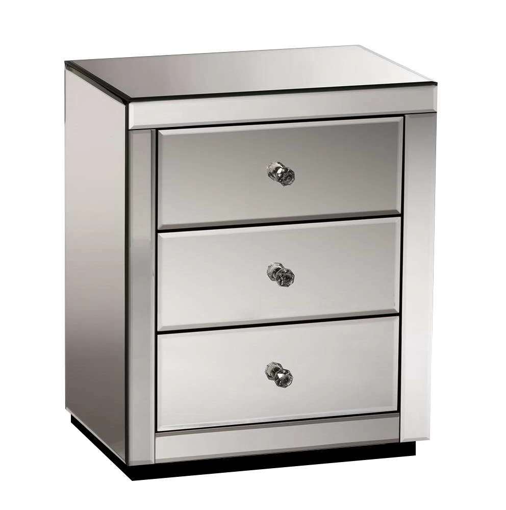 Artiss Mirrored Bedside Table Drawers Furniture Mirror Glass Presia Smoky Grey 3 Artiss Mirrored Bedside Table Drawers Furniture Mirror Glass Presia Smoky Grey