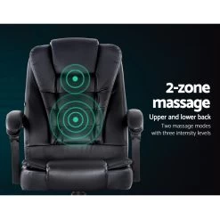 Artiss Electric Massage Office Chairs PU Leather Recliner Computer Gaming Seat Black -Furniture Shop MOC 09M 2P BK 03
