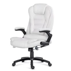 8 Point PU Leather Reclining Massage Chair – White -Furniture Shop MOC 09M WH 03