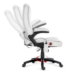 8 Point PU Leather Reclining Massage Chair – White -Furniture Shop MOC 09M WH 04
