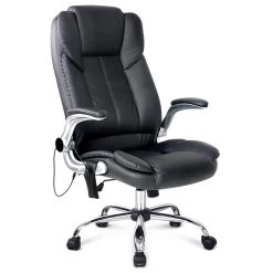 8 Point PU Leather Massage Chair – Black