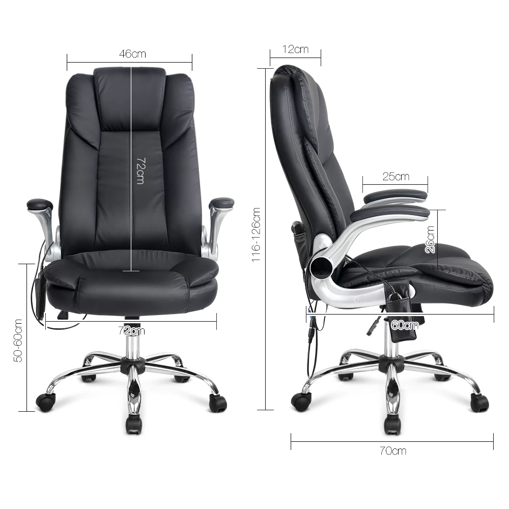 8 Point PU Leather Massage Chair – Black 4 8 Point PU Leather Massage Chair – Black - Image 2