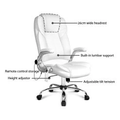 PU Leather 8 Point Massage Office Chair – White 11 PU Leather 8 Point Massage Office Chair – White -Furniture Shop MOC 1223 WH 02