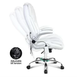 PU Leather 8 Point Massage Office Chair – White 12 PU Leather 8 Point Massage Office Chair – White -Furniture Shop MOC 1223 WH 03