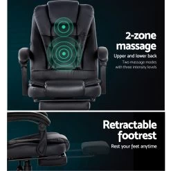 Artiss Electric Massage Office Chairs Recliner Computer Gaming Seat Footrest Black 14 Artiss Electric Massage Office Chairs Recliner Computer Gaming Seat Footrest Black -Furniture Shop MOC 9MJ 2P BK 04