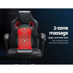 Artiss Massage Office Chair Gaming Computer Seat Recliner Racer Red -Furniture Shop MOC R16 2P BK RD 03