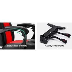 Artiss Massage Office Chair Gaming Computer Seat Recliner Racer Red -Furniture Shop MOC R16 2P BK RD 05