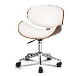 Artiss Wooden & PU Leather Office Desk Chair – White