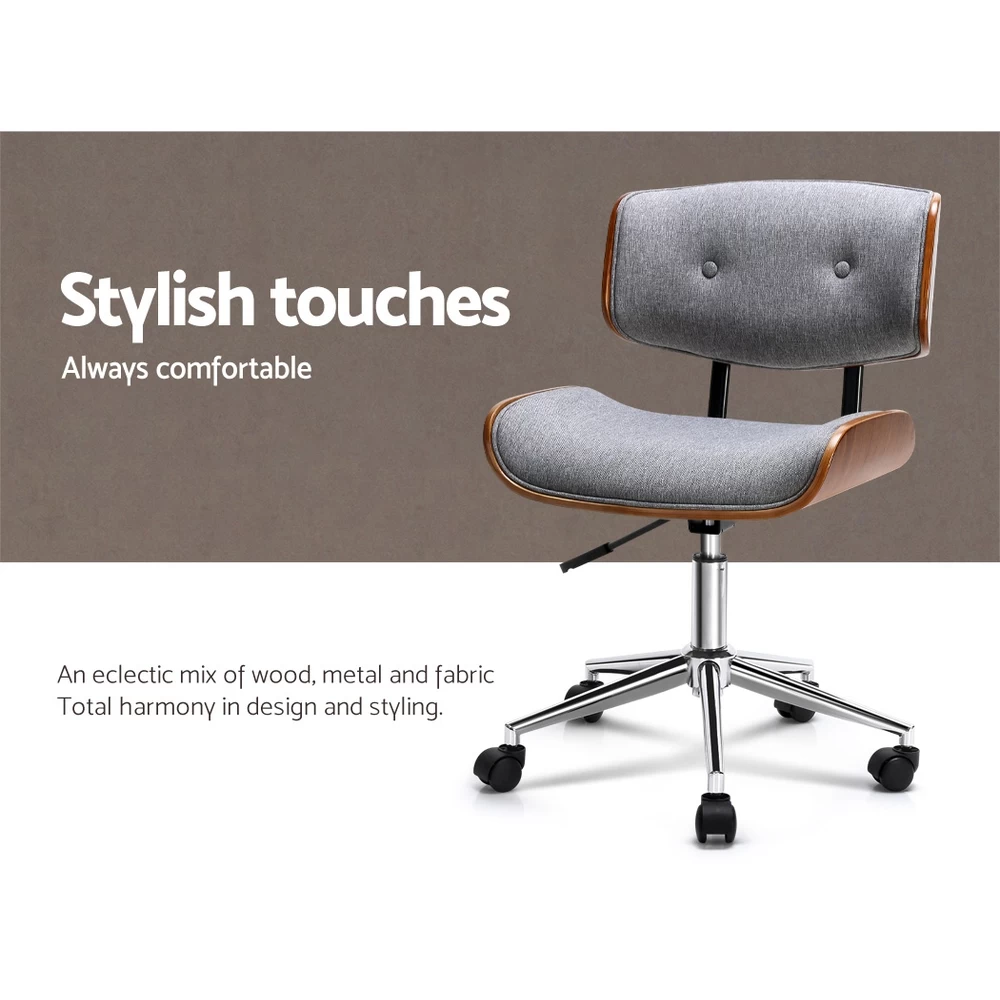 Artiss Executive Wooden Office Chair Fabric Computer Chairs Bentwood Seat Grey 5 Artiss Executive Wooden Office Chair Fabric Computer Chairs Bentwood Seat Grey - Image 3