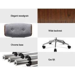 Artiss Executive Wooden Office Chair Fabric Computer Chairs Bentwood Seat Grey 13 Artiss Executive Wooden Office Chair Fabric Computer Chairs Bentwood Seat Grey -Furniture Shop OCHAIR BS 5435 GY 04