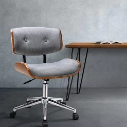 Artiss Executive Wooden Office Chair Fabric Computer Chairs Bentwood Seat Grey 15 Artiss Executive Wooden Office Chair Fabric Computer Chairs Bentwood Seat Grey -Furniture Shop OCHAIR BS 5435 GY 99