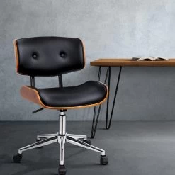 Artiss Wooden & PU Leather Office Desk Chair – Black -Furniture Shop OCHAIR BS 5435 WA 99