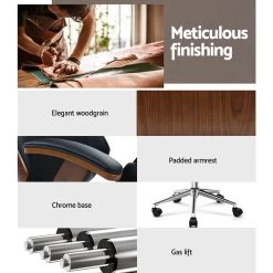 Artiss Wooden Office Chair Computer Gaming Chairs Executive Leather Black 13 Artiss Wooden Office Chair Computer Gaming Chairs Executive Leather Black -Furniture Shop OCHAIR BS 5437A BK 04