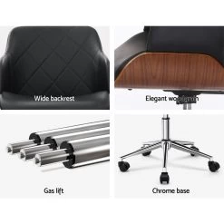 Artiss Wooden Office Chair Computer PU Leather Desk Chairs Executive Black Wood -Furniture Shop OCHAIR BS 5639 BK 04