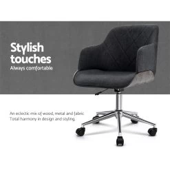 Artiss Wooden Office Chair Computer Gaming Chairs Executive Fabric Grey -Furniture Shop OCHAIR BS 5639 GY 02
