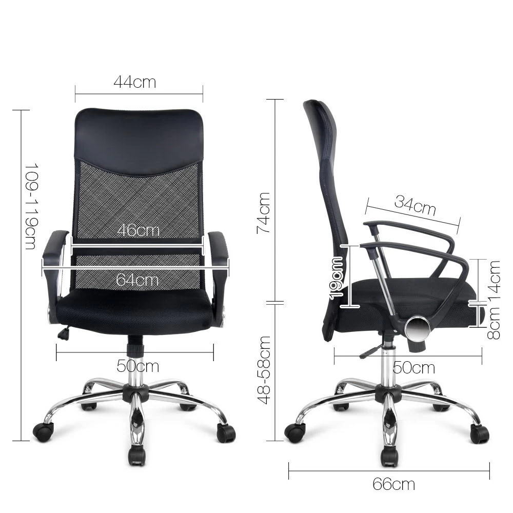 PU Leather Mesh High Back Office Chair – Black 4 PU Leather Mesh High Back Office Chair – Black - Image 2