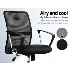 Artiss Office Chair Gaming Chair Computer Mesh Chairs Executive Mid Back Black -Furniture Shop OCHAIR G 8009L BK 03