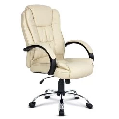 Executive PU Leather Office Desk Computer Chair – Beige