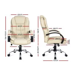 Executive PU Leather Office Desk Computer Chair – Beige -Furniture Shop OCHAIR G 9127 BG 02