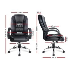Executive PU Leather Office Desk Computer Chair – Black -Furniture Shop OCHAIR G 9127 BK 01