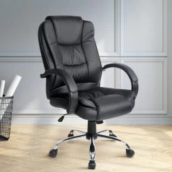 Executive PU Leather Office Desk Computer Chair – Black -Furniture Shop OCHAIR G 9127 BK 99
