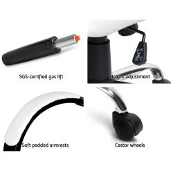 PU Leather Padded Office Desk Computer Chair – White -Furniture Shop OCHAIR G 9127 WH 05