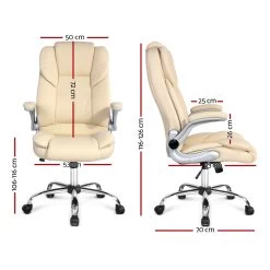 Artiss PU Leather Executive Office Desk Chair – Beige -Furniture Shop OCHAIR G 9314 BG 06