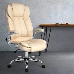 Artiss PU Leather Executive Office Desk Chair – Beige -Furniture Shop OCHAIR G 9314 BG 99
