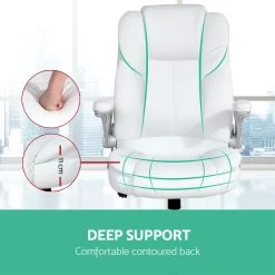 PU Leather Executive Office Desk Chair – White -Furniture Shop OCHAIR G 9314 WH 03