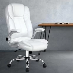 PU Leather Executive Office Desk Chair – White -Furniture Shop OCHAIR G 9314 WH 99