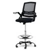 Artiss Office Chair Veer Drafting Stool Mesh Chairs Flip Up Armrest Black -Furniture Shop OCHAIR G RING 2003 BK 00