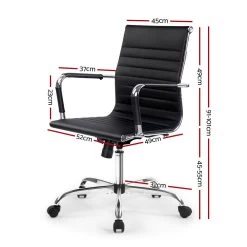 Eames Replica Office Chair Executive Mid Back Seating PU Leather Black 11 Eames Replica Office Chair Executive Mid Back Seating PU Leather Black -Furniture Shop OCHAIR H 8147 BK 01