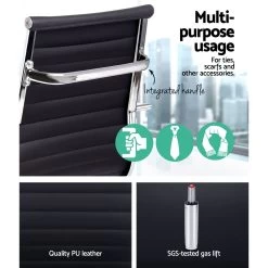 Eames Replica Office Chair Executive Mid Back Seating PU Leather Black 16 Eames Replica Office Chair Executive Mid Back Seating PU Leather Black -Furniture Shop OCHAIR H 8147 BK 06