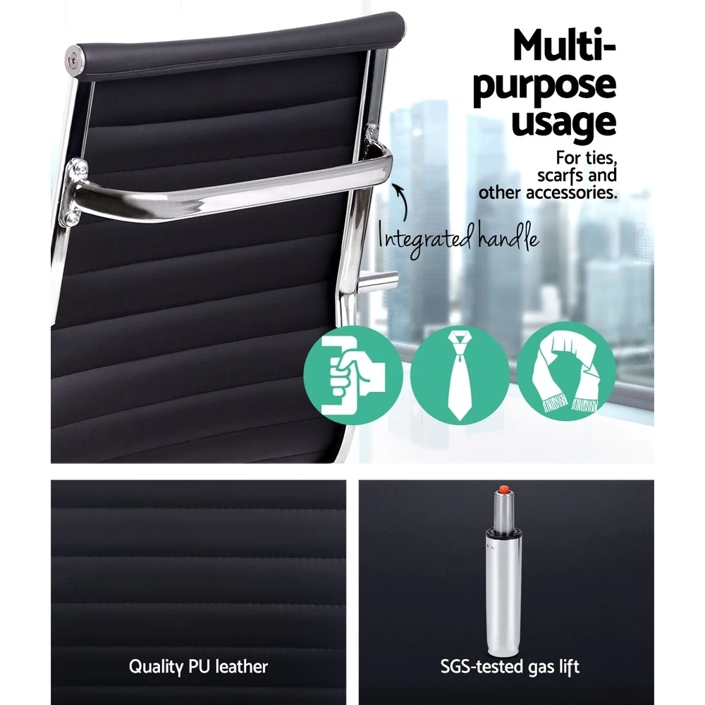 Eames Replica Office Chair Executive Mid Back Seating PU Leather Black 9 Eames Replica Office Chair Executive Mid Back Seating PU Leather Black - Image 7