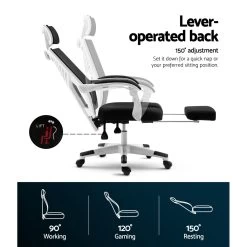Artiss Gaming Office Chair Computer Desk Chair Home Work Recliner White -Furniture Shop OCHAIR H 878 WH BK 04