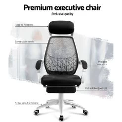 Artiss Gaming Office Chair Computer Desk Chair Home Work Study White -Furniture Shop OCHAIR H 996 WH BK 02