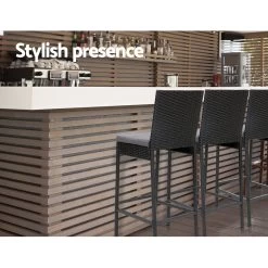 Gardeon Outdoor Bar Stools Dining Chairs Rattan Furniture X4 -Furniture Shop ODF BAR CHAIR BK 4X 06