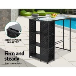 Gardeon Outdoor Bar Set Table Stools Furniture Wicker 5PCS -Furniture Shop ODF BARSET STORE 5SET 04