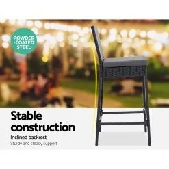 Gardeon Outdoor Bar Set Table Stools Furniture Wicker 5PCS -Furniture Shop ODF BARSET STORE 5SET 06