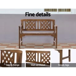 Gardeon Wooden Garden Bench 2 Seat Patio Furniture Timber Outdoor Lounge Chair Natural -Furniture Shop ODF BENCH 2SEAT NTL 03