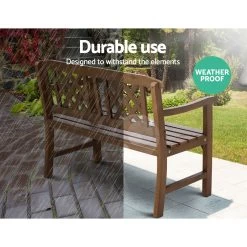 Gardeon Wooden Garden Bench 2 Seat Patio Furniture Timber Outdoor Lounge Chair Natural -Furniture Shop ODF BENCH 2SEAT NTL 05