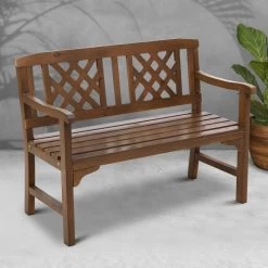 Gardeon Wooden Garden Bench 2 Seat Patio Furniture Timber Outdoor Lounge Chair Natural -Furniture Shop ODF BENCH 2SEAT NTL 06