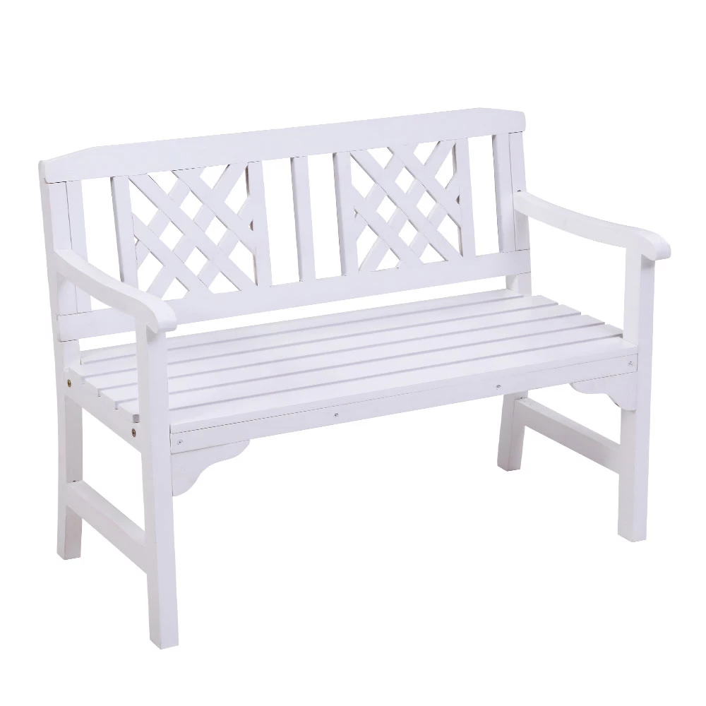 Gardeon Wooden Garden Bench 2 Seat Patio Furniture Timber Outdoor Lounge Chair White 3 Gardeon Wooden Garden Bench 2 Seat Patio Furniture Timber Outdoor Lounge Chair White