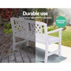 Gardeon Wooden Garden Bench 2 Seat Patio Furniture Timber Outdoor Lounge Chair White 14 Gardeon Wooden Garden Bench 2 Seat Patio Furniture Timber Outdoor Lounge Chair White -Furniture Shop ODF BENCH 2SEAT WH 05