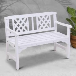Gardeon Wooden Garden Bench 2 Seat Patio Furniture Timber Outdoor Lounge Chair White 15 Gardeon Wooden Garden Bench 2 Seat Patio Furniture Timber Outdoor Lounge Chair White -Furniture Shop ODF BENCH 2SEAT WH 06