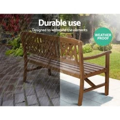Gardeon Wooden Garden Bench 3 Seat Patio Furniture Timber Outdoor Lounge Chair Natural -Furniture Shop ODF BENCH 3SEAT NTL AB 05