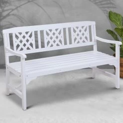 Gardeon Wooden Garden Bench 3 Seat Patio Furniture Timber Outdoor Lounge Chair White 15 Gardeon Wooden Garden Bench 3 Seat Patio Furniture Timber Outdoor Lounge Chair White -Furniture Shop ODF BENCH 3SEAT WH AB 06