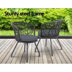 Gardeon Outdoor Patio Chair And Table – Black -Furniture Shop ODF BISTRO ROUND BK 02
