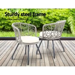 Gardeon Outdoor Patio Chair And Table – Grey -Furniture Shop ODF BISTRO ROUND GE 02